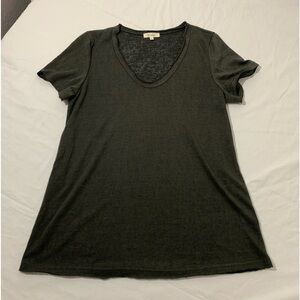 LA MIEL Women’s Gray‎ Burned Out Raw Edge T-shirt Size Small EUC